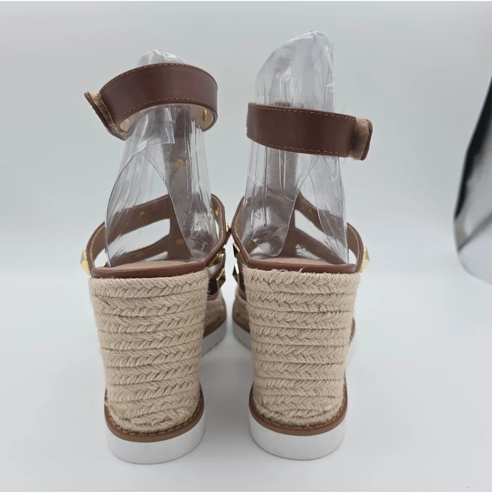 The Wishbone Collection Brown Studded Gladiator Wedge Sandals Size 10M